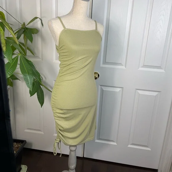SHEIN Drawstring Side Ribbed Bodycon Dress NWOT - Picture 3 of 6